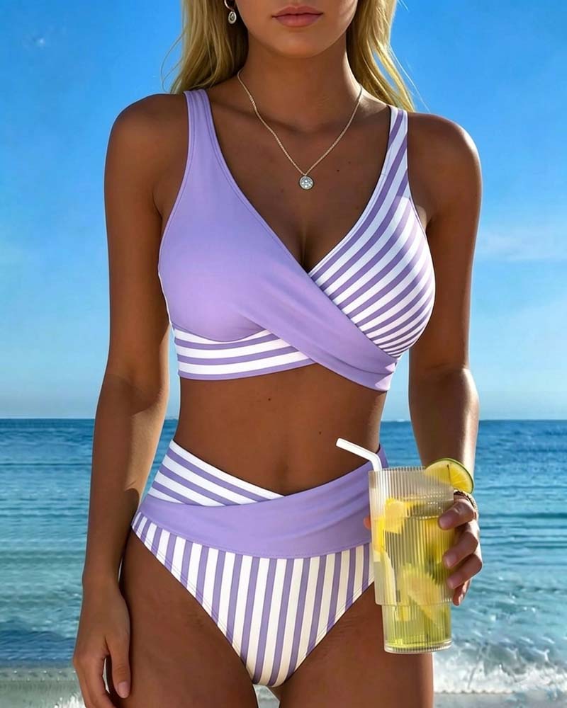 Brooke Striped Wrap Bikini Set