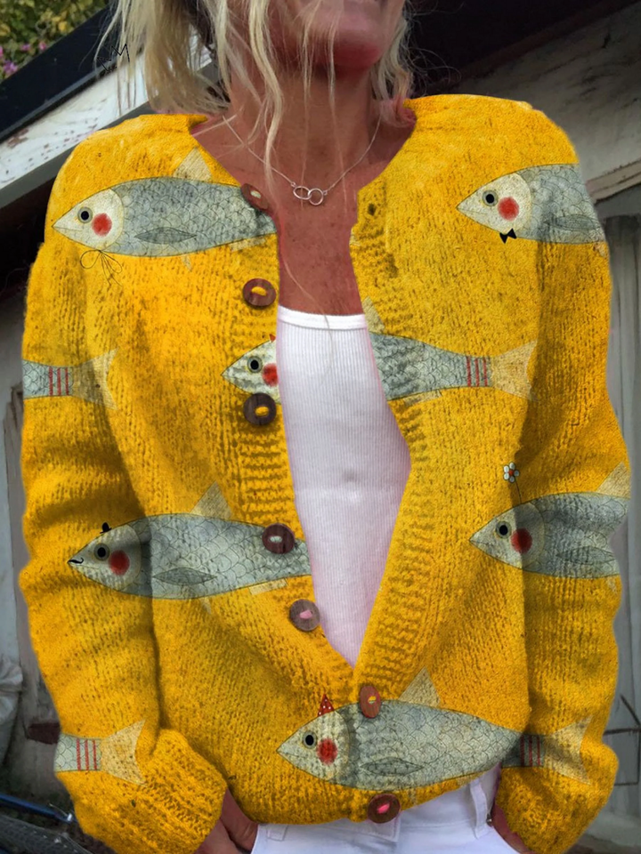 Amelia Fish Pattern Cardigan