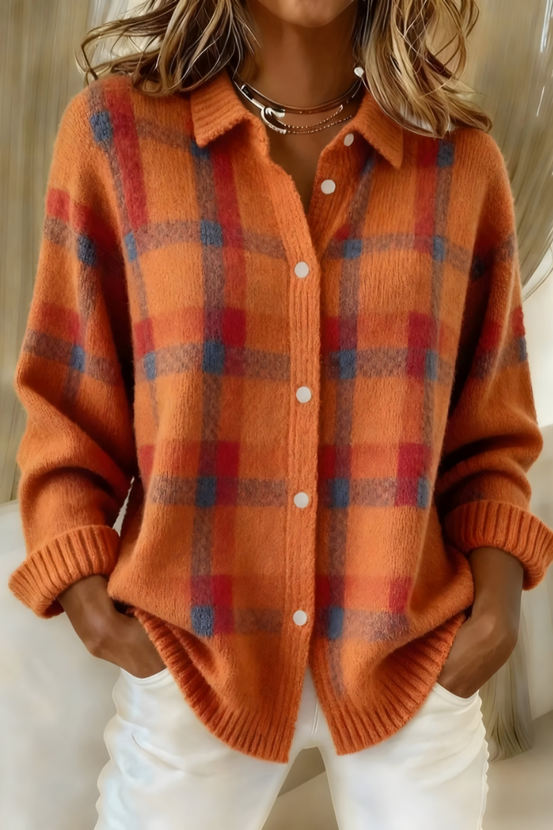 Rebecca Plaid Button Cardigan