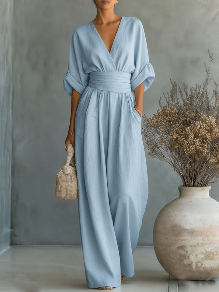 Margaret Draped Wide-Leg Jumpsuit