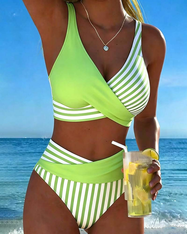 Brooke Striped Wrap Bikini Set