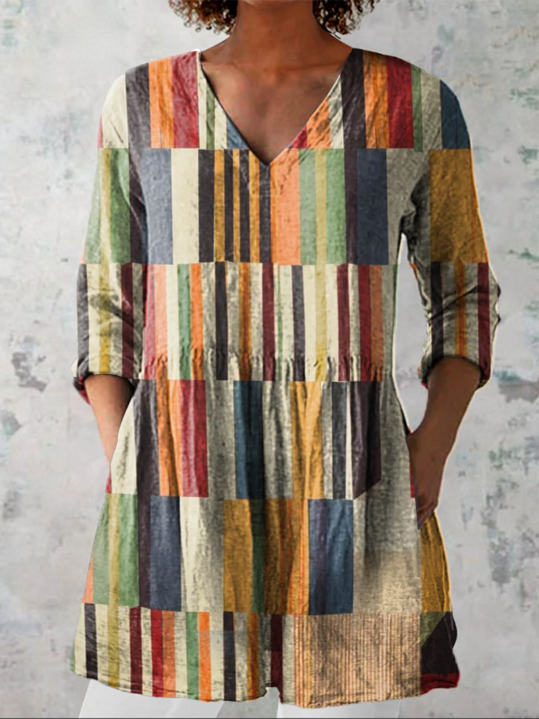 Avery Striped Long Blouse