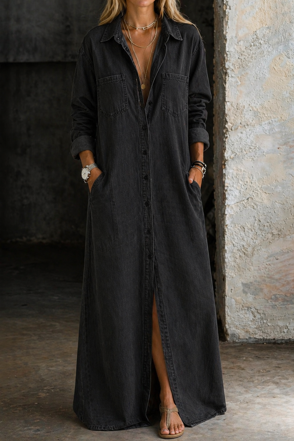 Lucille Denim Maxi Dress