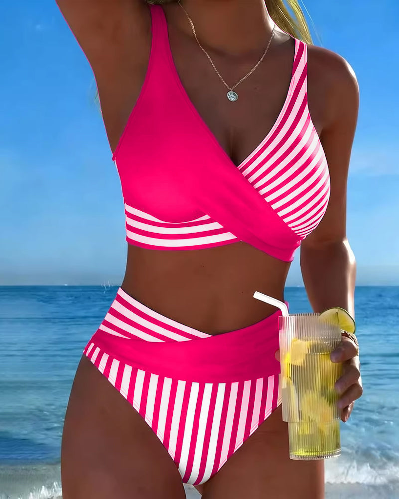 Brooke Striped Wrap Bikini Set