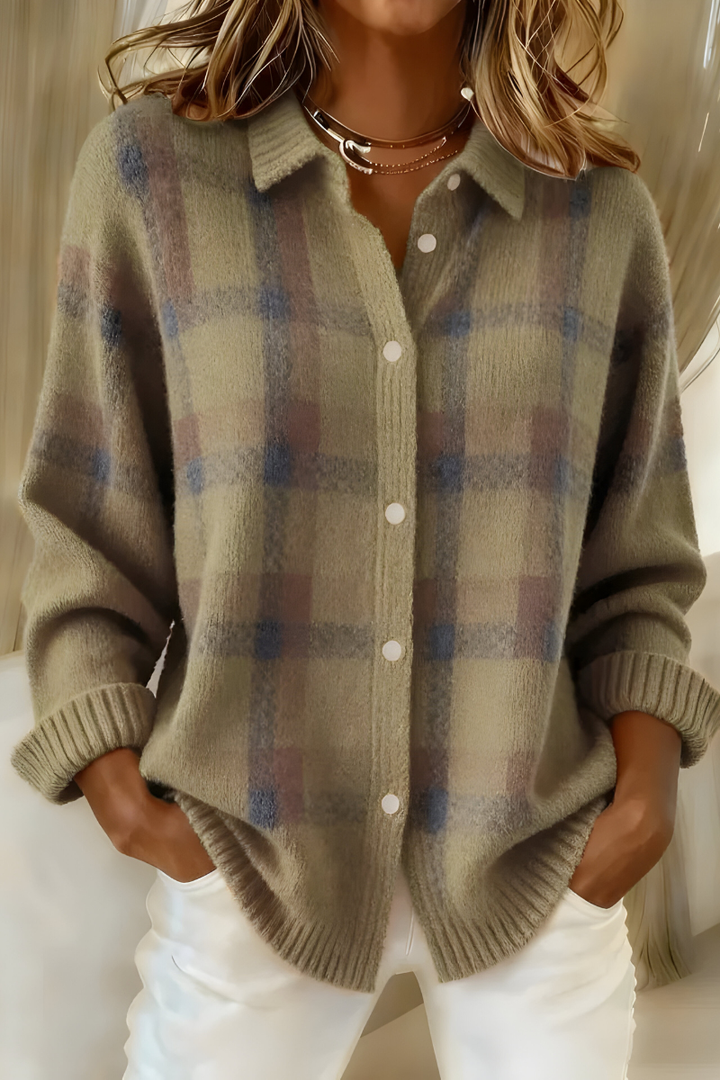 Rebecca Plaid Button Cardigan
