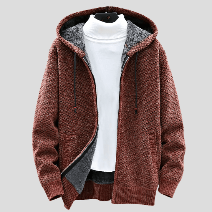 Wilson – Knitted Zip Hoodie with Fleece Lining