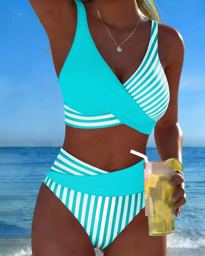 Brooke Striped Wrap Bikini Set
