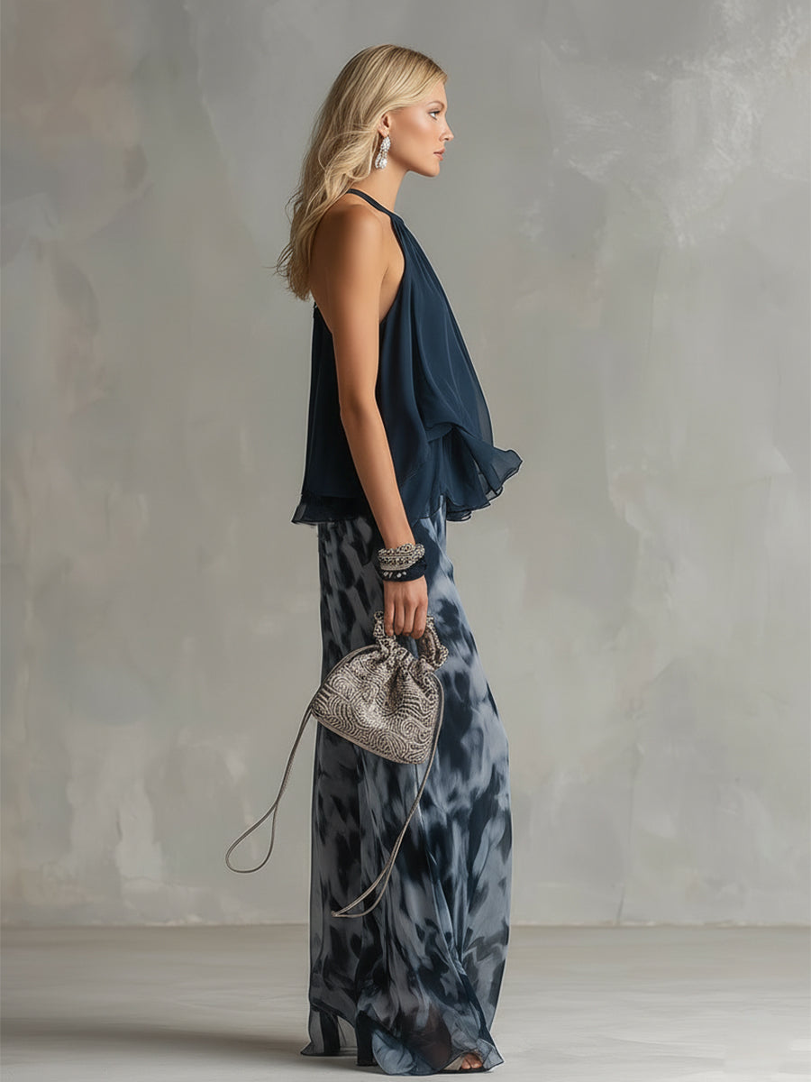 Beatrice Halter Printed Two-Piece Set