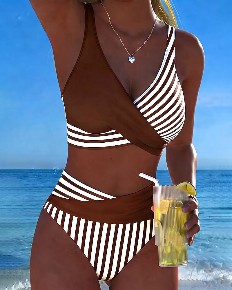 Brooke Striped Wrap Bikini Set