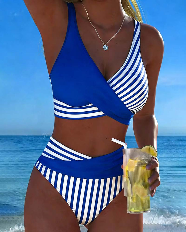 Brooke Striped Wrap Bikini Set