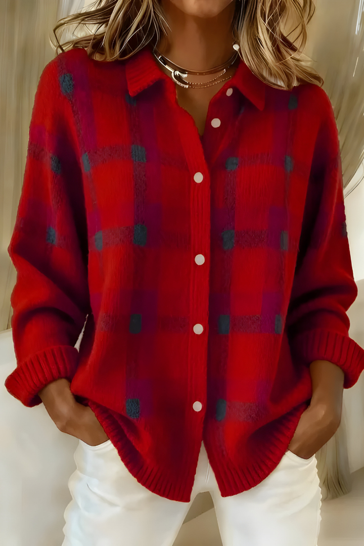 Rebecca Plaid Button Cardigan