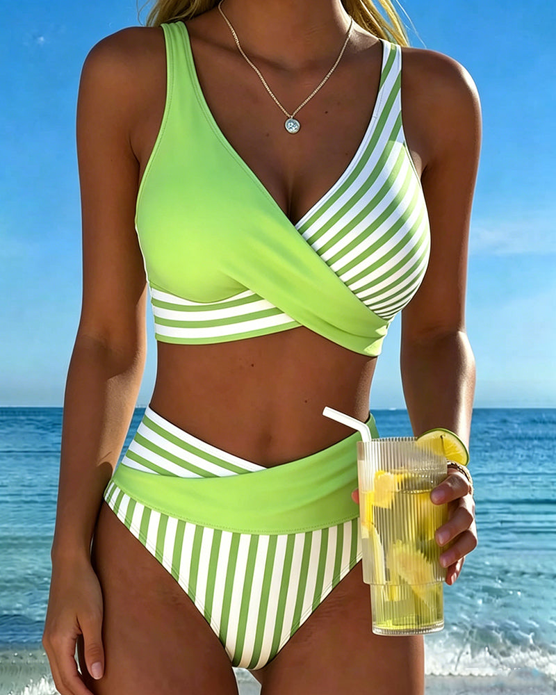 Brooke Striped Wrap Bikini Set