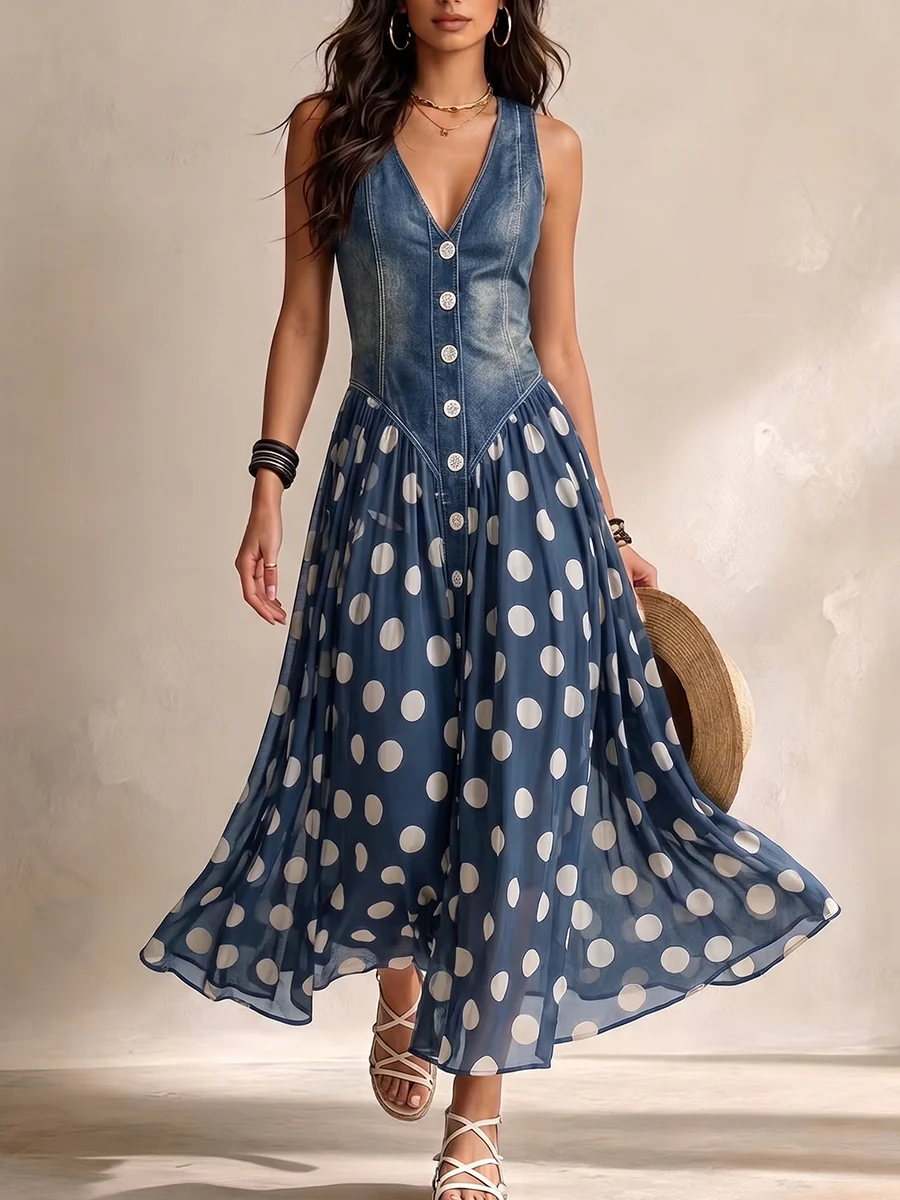 Amelia Polka Dot Maxi Dress