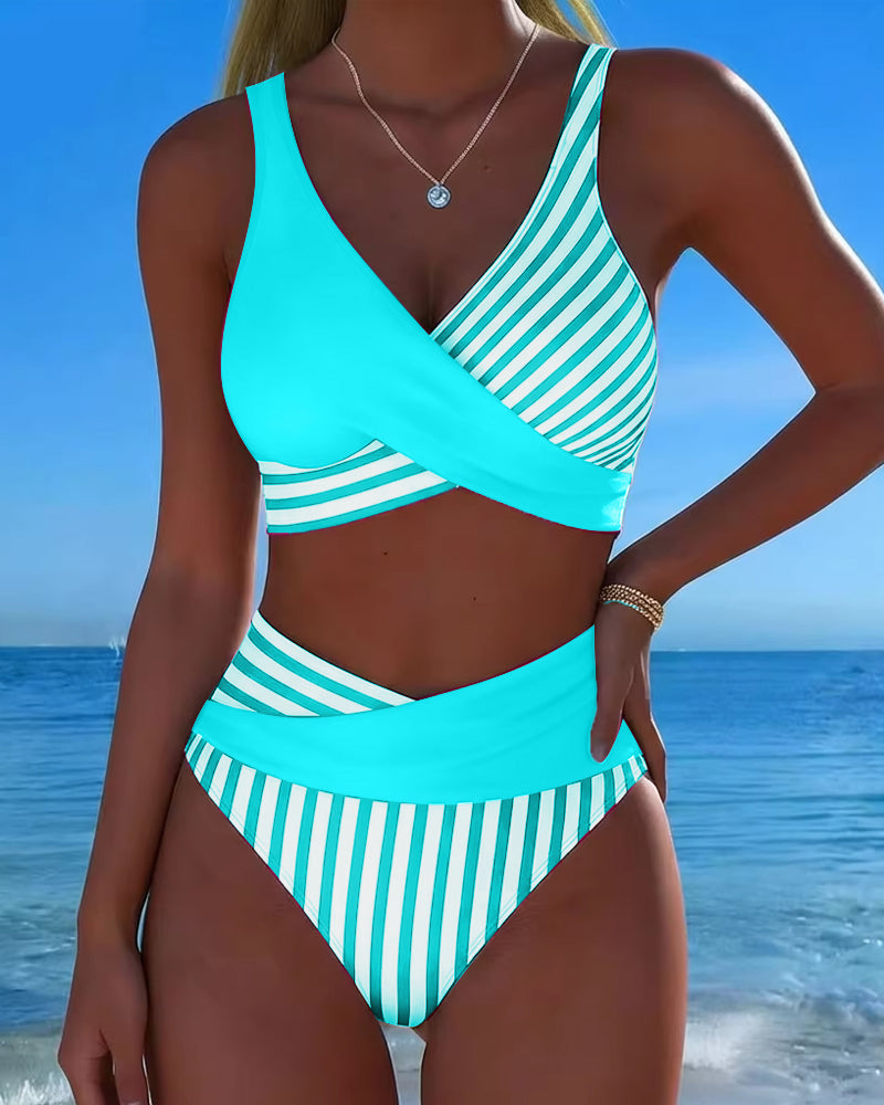 Brooke Striped Wrap Bikini Set