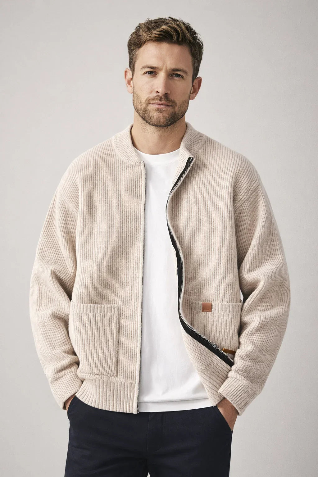 Everett Ribbed Zip Cardigan