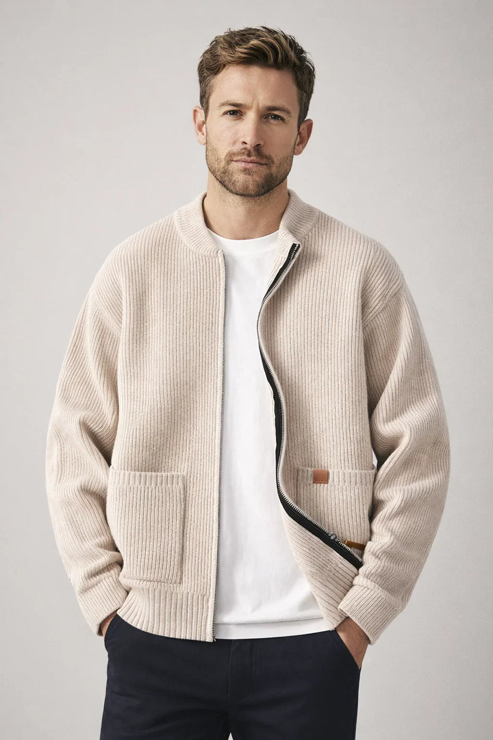 Everett Ribbed Zip Cardigan