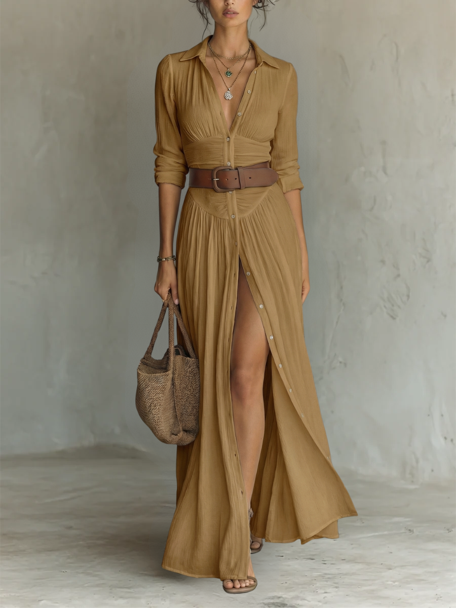 Margaret Button-Front Maxi Dress