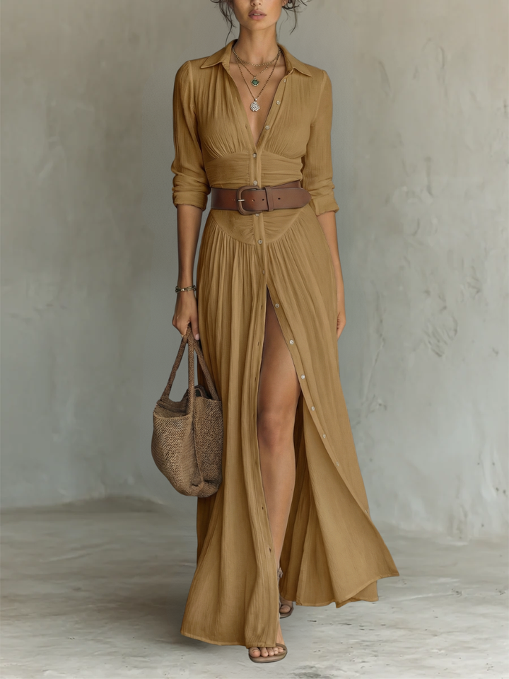 Margaret Button-Front Maxi Dress
