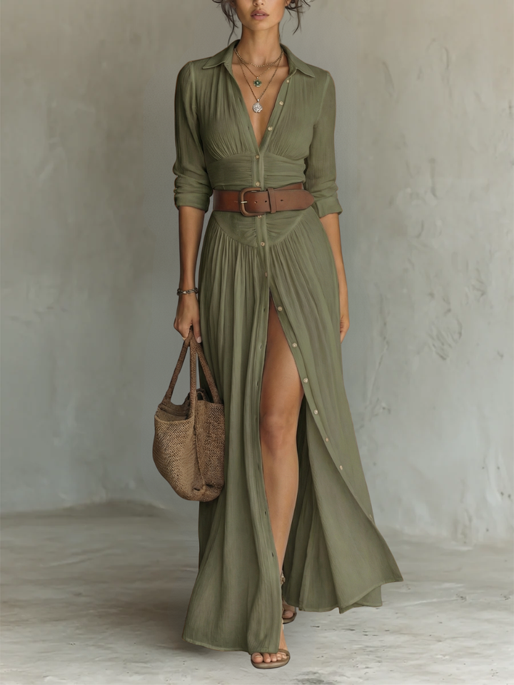 Margaret Button-Front Maxi Dress