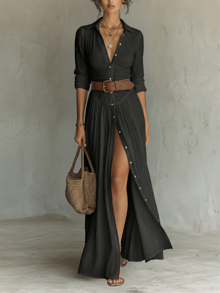 Margaret Button-Front Maxi Dress