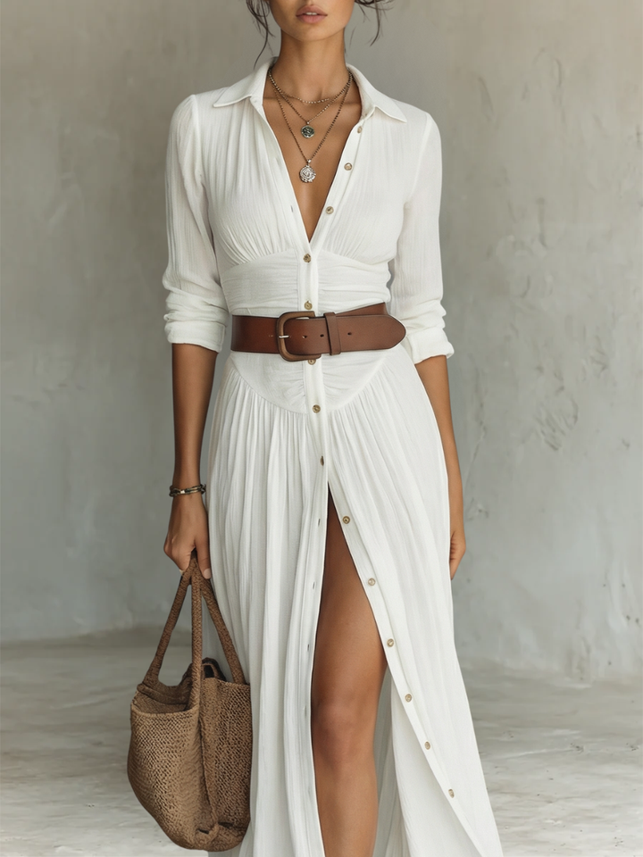Margaret Button-Front Maxi Dress