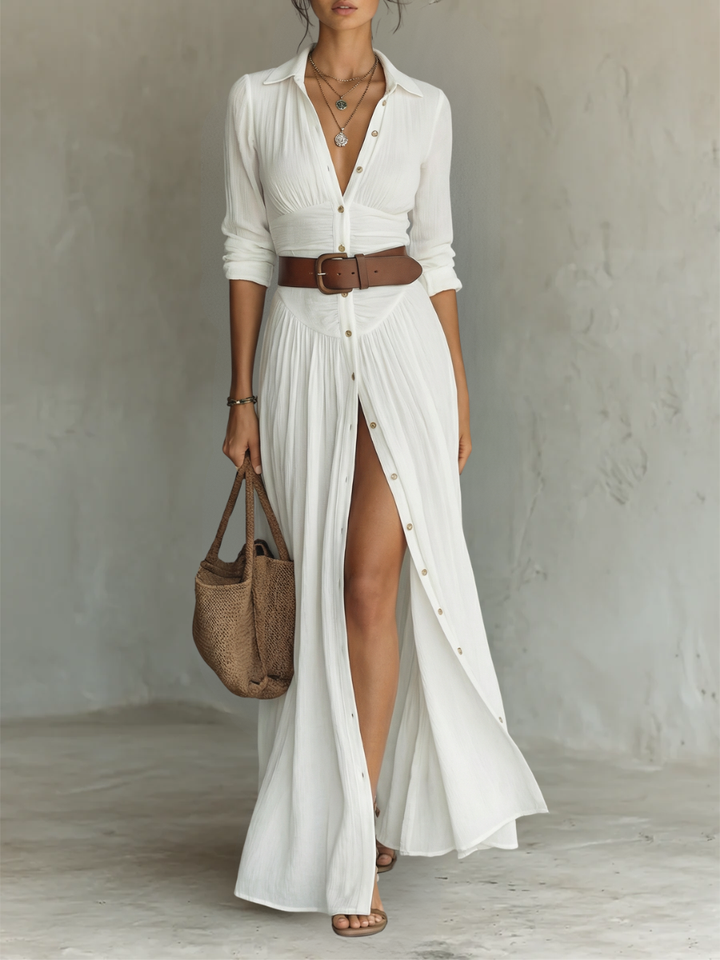 Margaret Button-Front Maxi Dress