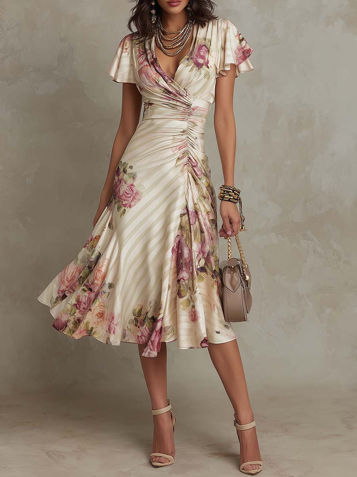 Florence Floral Wrap Midi Dress