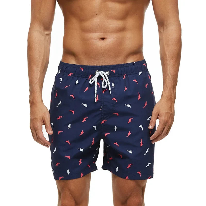 Coastal White Fish Swim Shorts