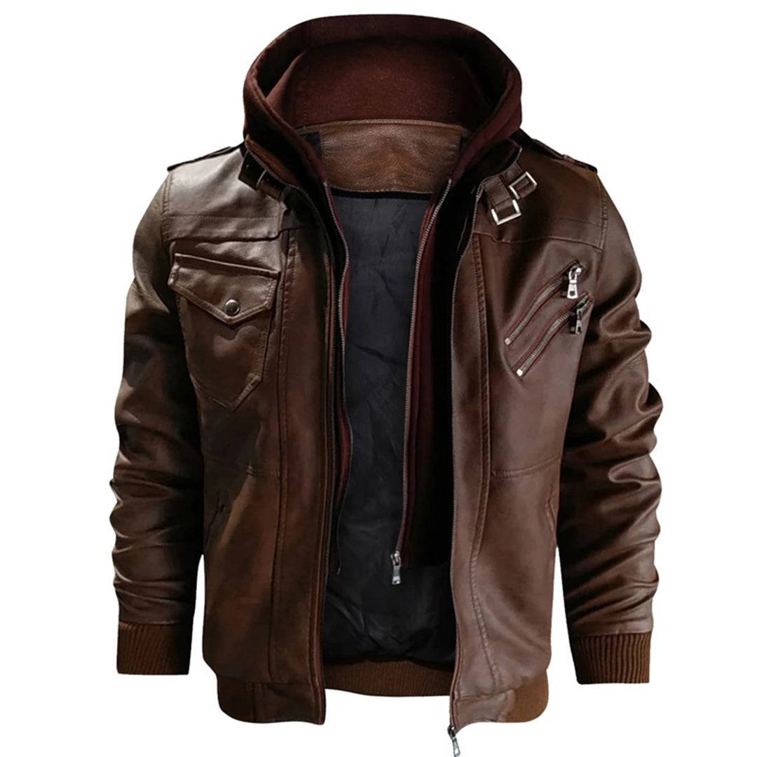 Travis Hooded Leather Jacket