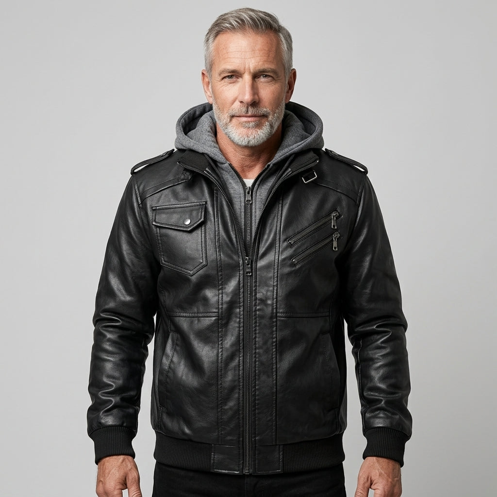 Travis Hooded Leather Jacket