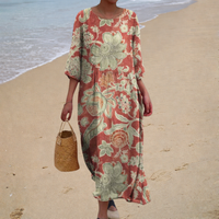 Adeline Botanical Pattern Midi Dress
