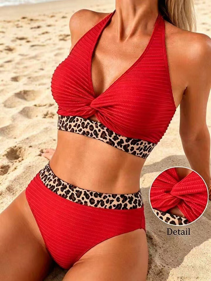 Margaret Leopard-Trim Bikini Set