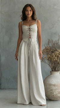Elise Lace-Up Wide-Leg Set