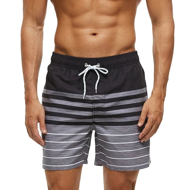 Coastal Black Stripe Swim Shorts