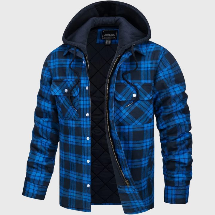 Stone Plaid Hooded Jacket
