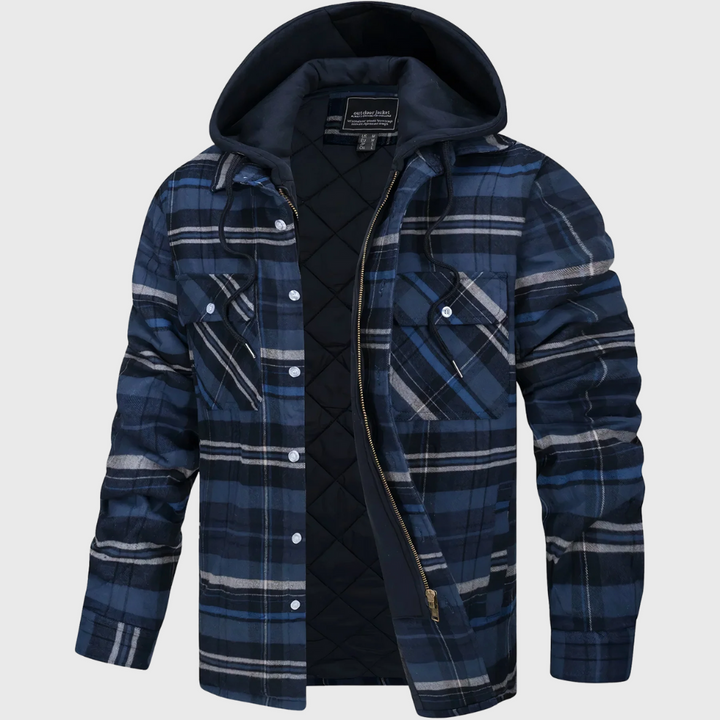 Stone Plaid Hooded Jacket