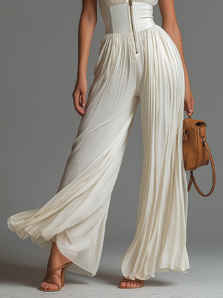 Janet Pleated Halter Jumpsuit