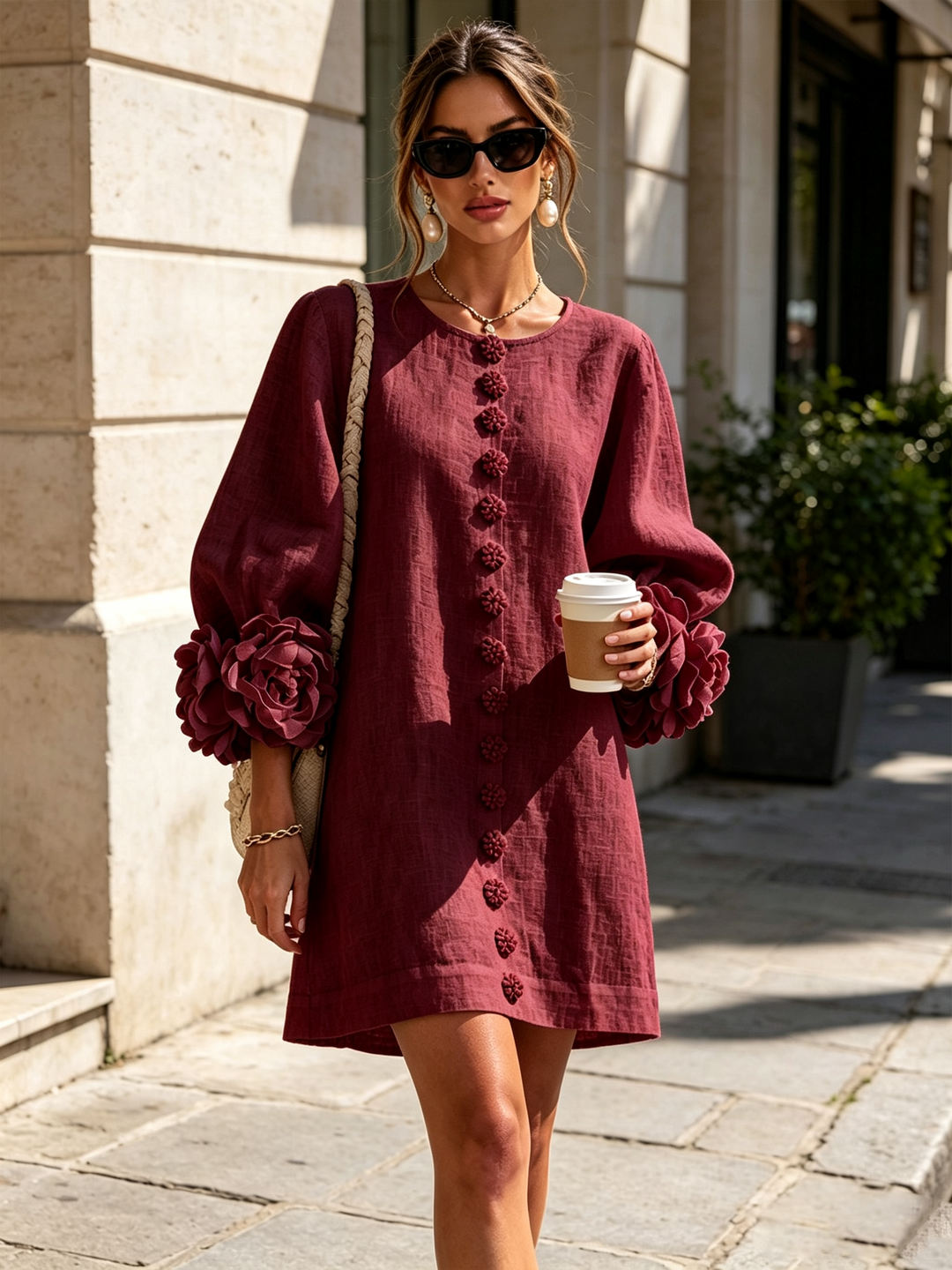 Clara Button Front Mini Dress
