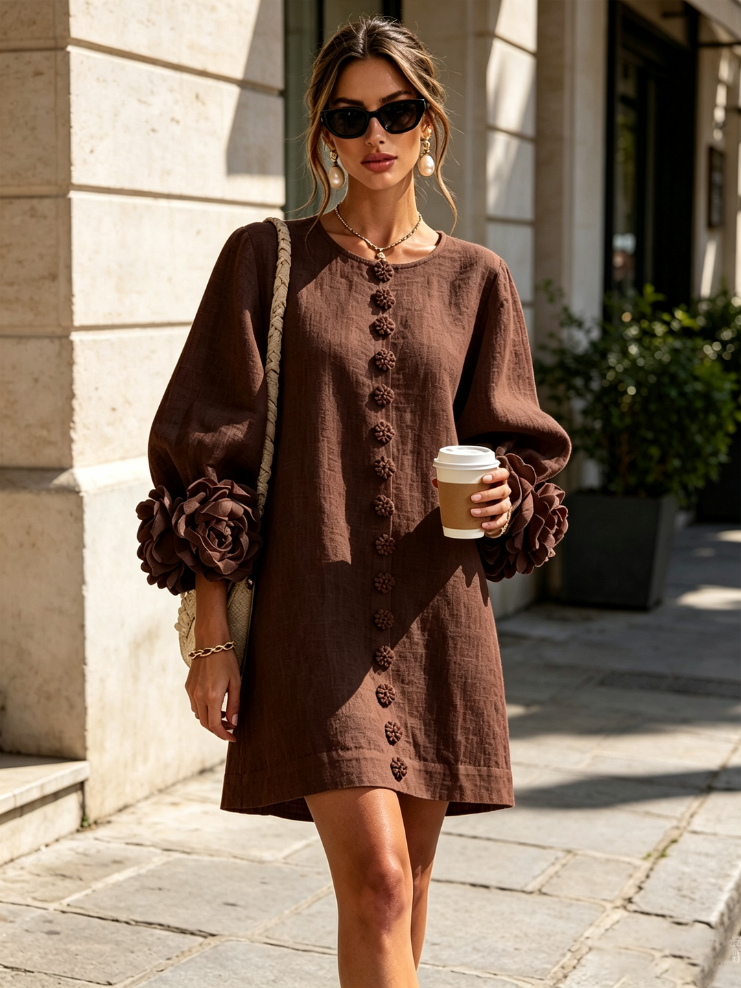 Clara Button Front Mini Dress
