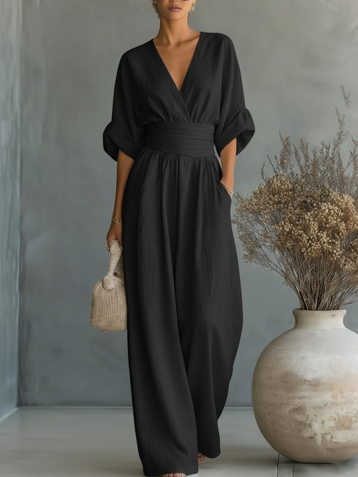 Margaret Draped Wide-Leg Jumpsuit