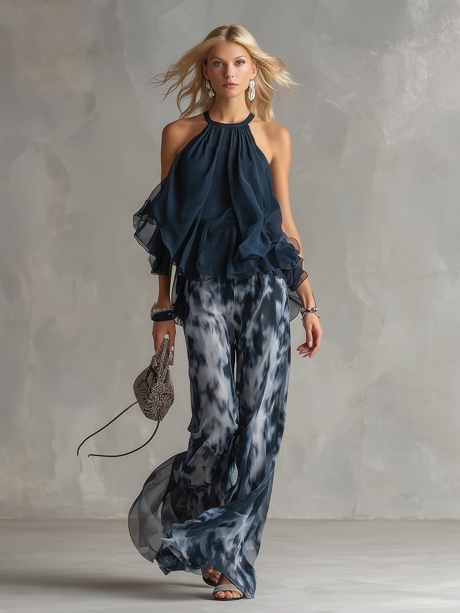 Beatrice Halter Printed Two-Piece Set