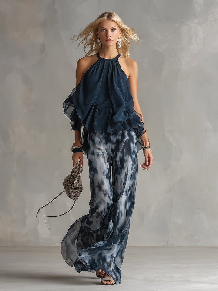 Beatrice Halter Printed Two-Piece Set
