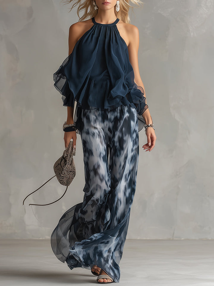 Beatrice Halter Printed Two-Piece Set