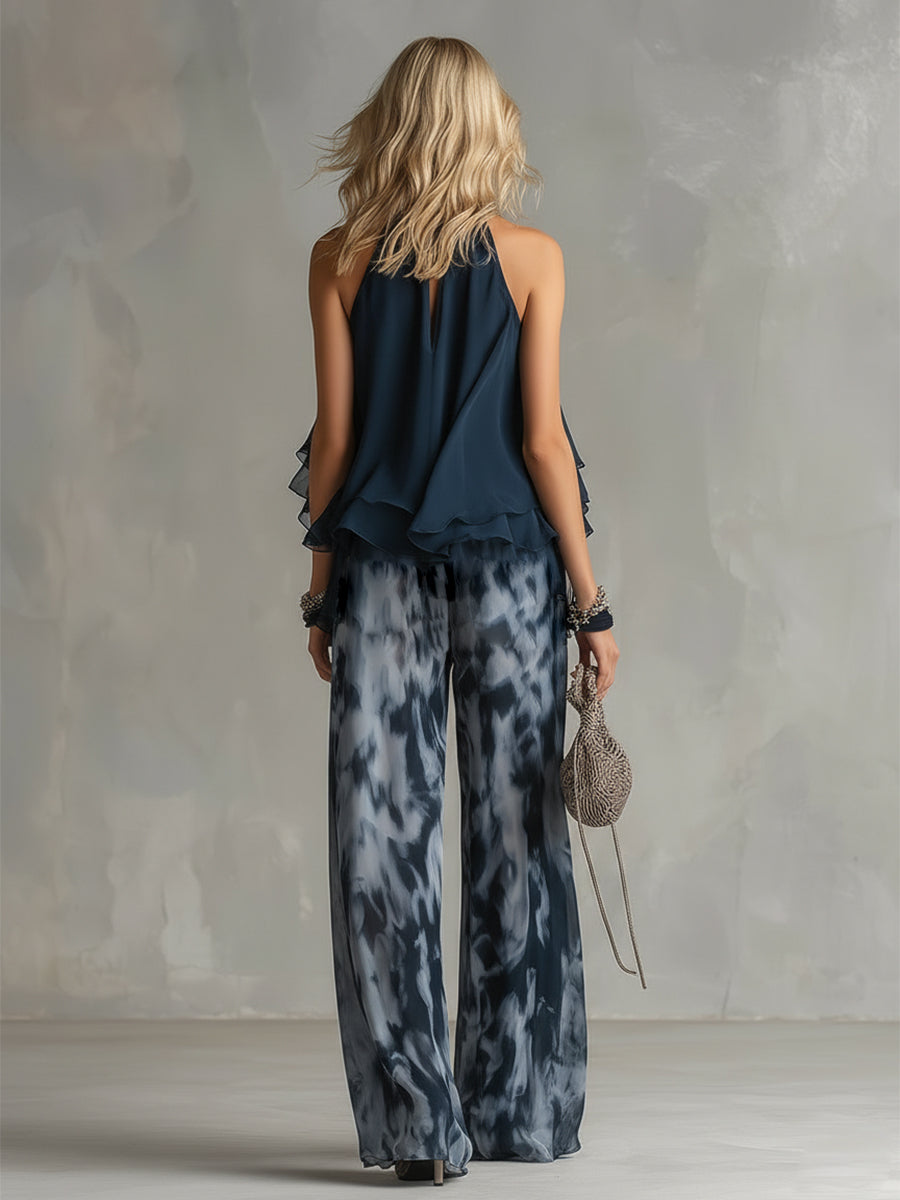 Beatrice Halter Printed Two-Piece Set