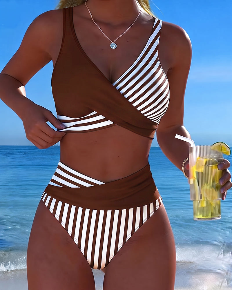 Brooke Striped Wrap Bikini Set