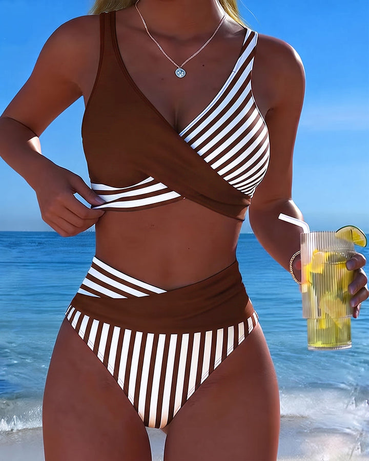 Brooke Striped Wrap Bikini Set