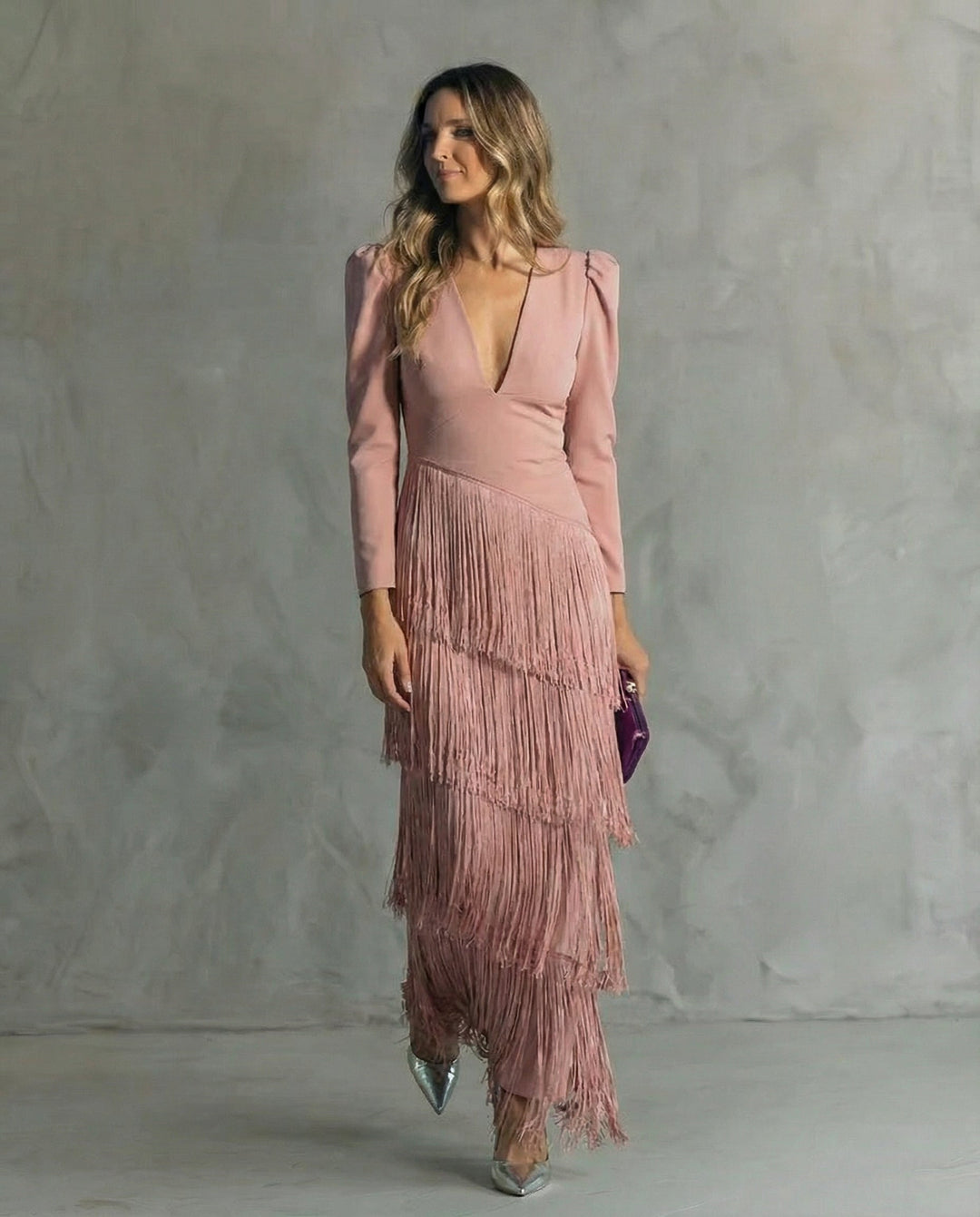 Diana Draped Fringe Maxi Dress