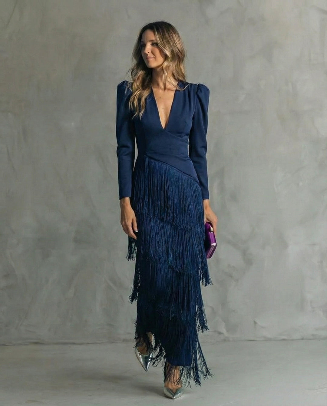 Diana Draped Fringe Maxi Dress
