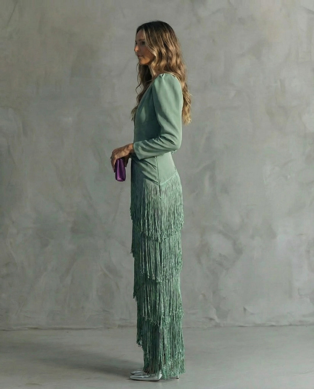 Diana Draped Fringe Maxi Dress