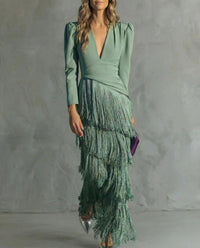 Diana Draped Fringe Maxi Dress
